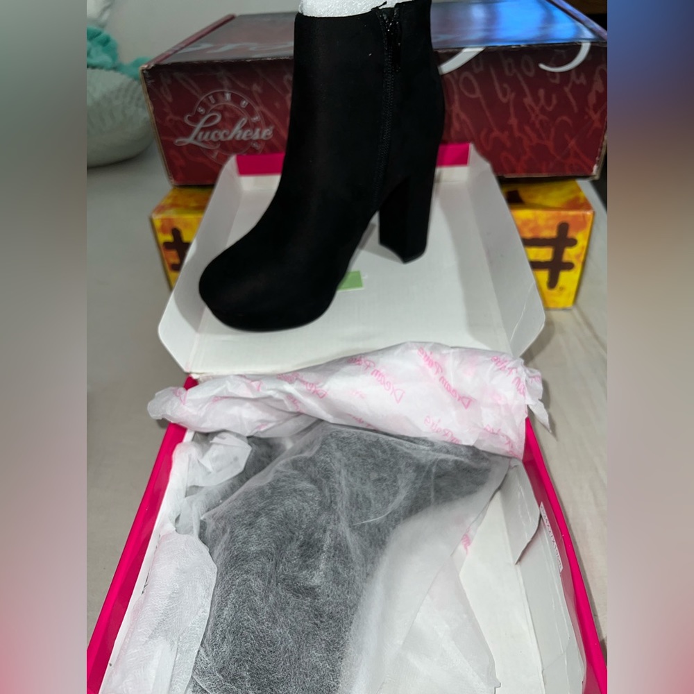 BRAND NEW black heeled ankle boots